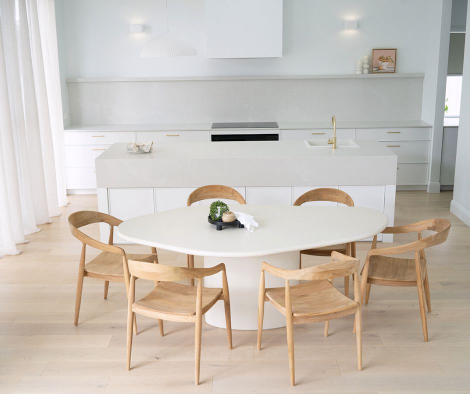 Siena Microcement Dining Table Organic Oval - Seashell Sun Republic 