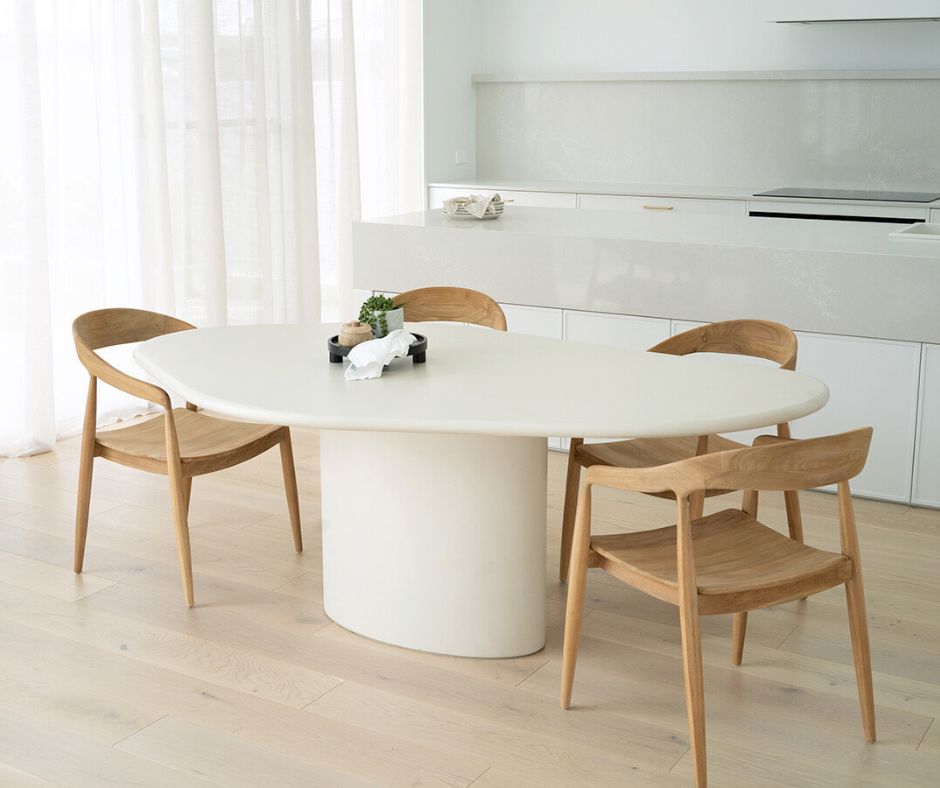 Siena Microcement Dining Table Organic Oval - Seashell Sun Republic 