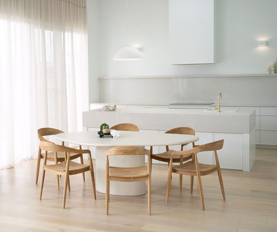 Siena Microcement Dining Table Organic Oval - Seashell Sun Republic 