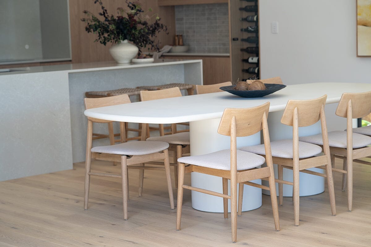 Siena Microcement Square-Oval Dining Table - Seashell Sun Republic 