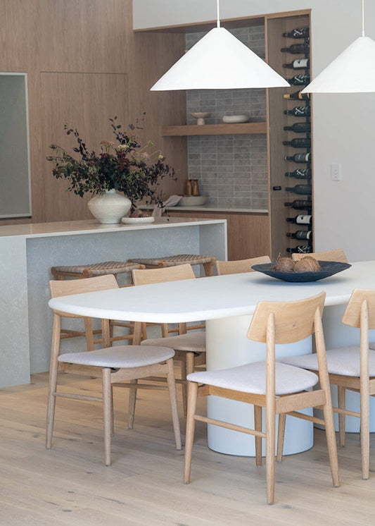 Siena Microcement Square-Oval Dining Table - Seashell Sun Republic 