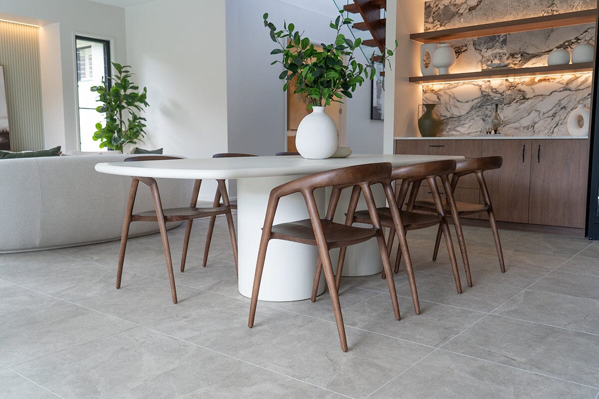 Siena Microcement Square-Oval Dining Table - Seashell Sun Republic 