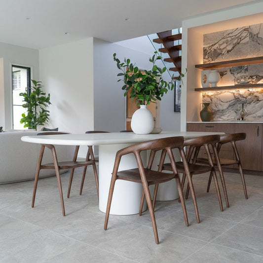 Siena Microcement Square-Oval Dining Table - Seashell Sun Republic 