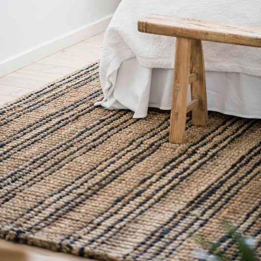 Stripe Natural Jute Floor Rugs & Runners Zebra 