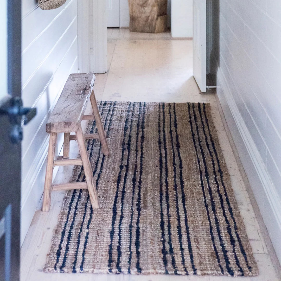 Stripe Natural Jute Floor Rugs & Runners Zebra 