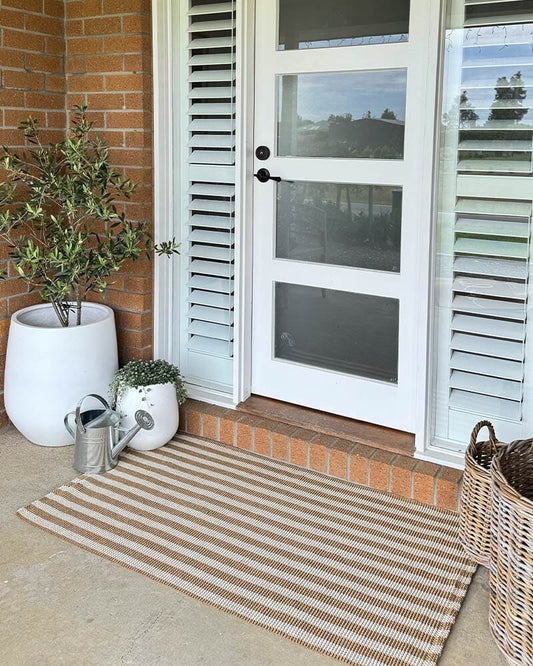 Stripe Natural & Sand Large Floor Mat Underlay Door Mates 