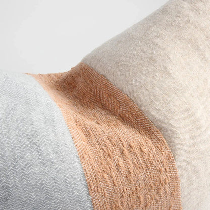 Tallows Linen Cushion - Natural Ochre Blue 