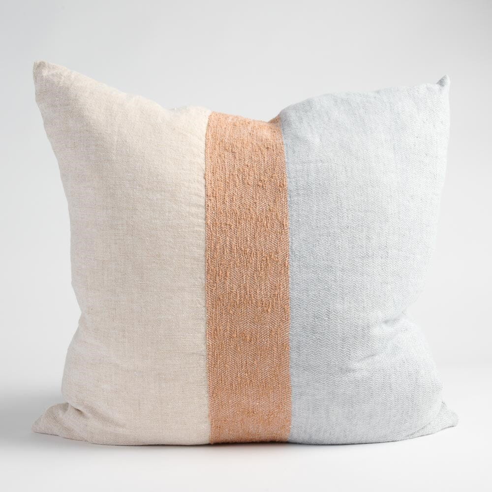 Tallows Linen Cushion - Natural Ochre Blue Eadie Lifestyle 