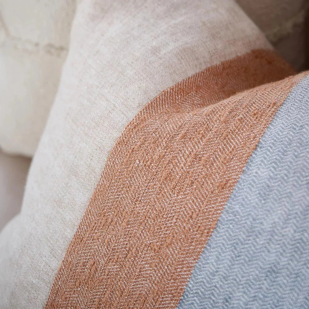 Tallows Linen Cushion - Natural Ochre Blue Eadie Lifestyle 