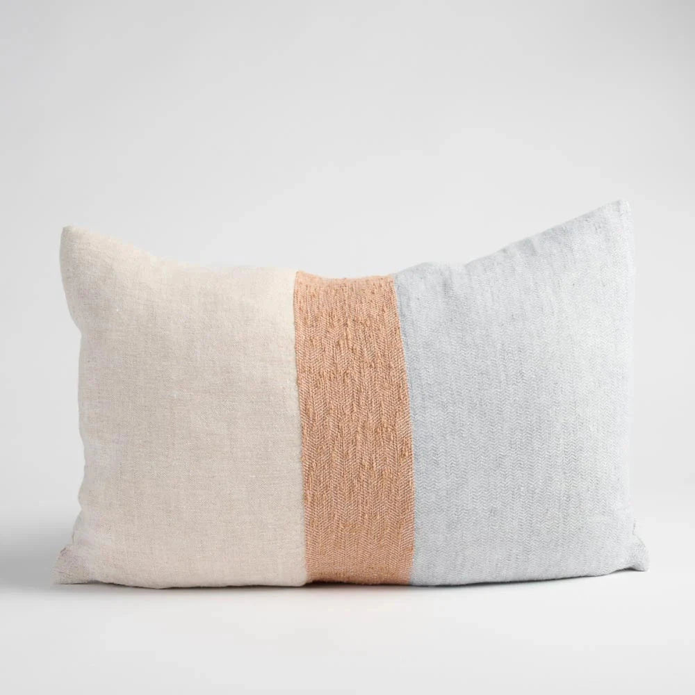 Tallows Linen Cushion - Natural Ochre Blue Eadie Lifestyle 