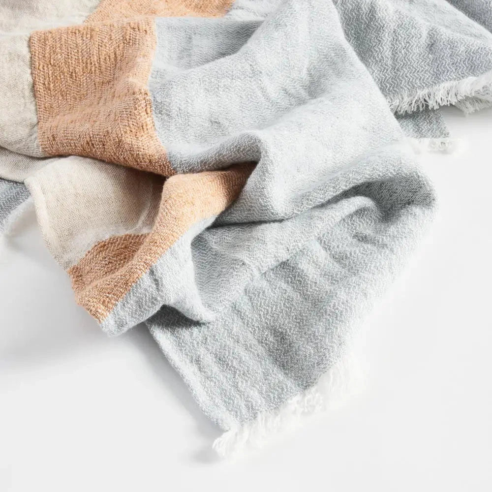 Tallows Linen Throw _ Natural/Orche/Blue Eadie Lifestyle 