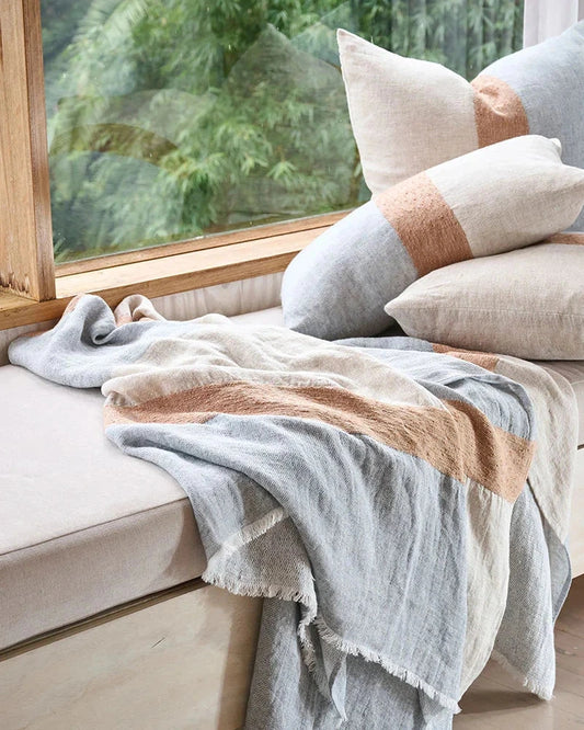 Tallows Linen Throw _ Natural/Orche/Blue Eadie Lifestyle 