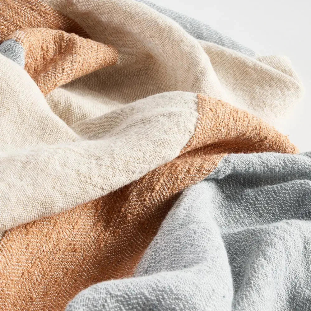 Tallows Linen Throw _ Natural/Orche/Blue Eadie Lifestyle 