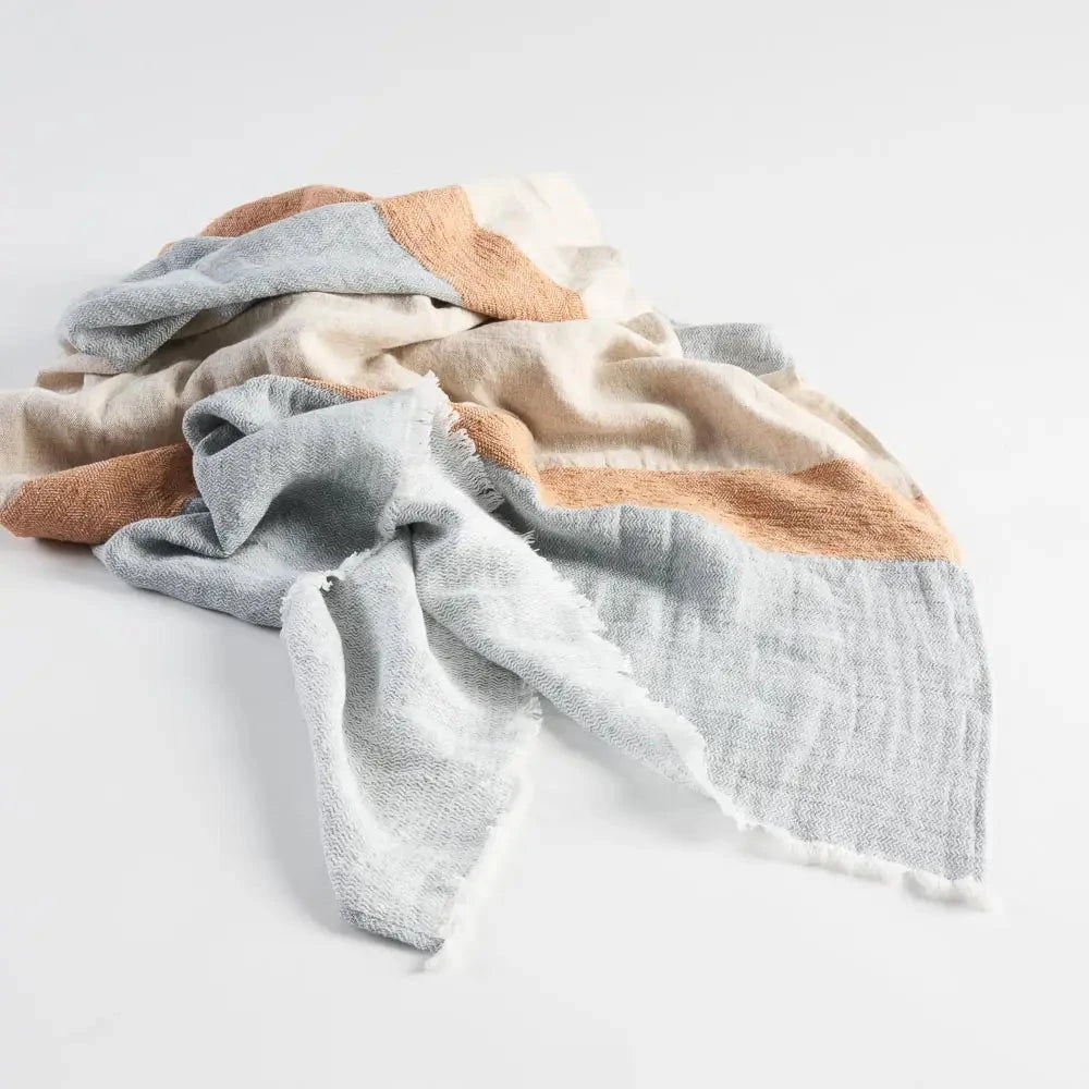 Tallows Linen Throw _ Natural/Orche/Blue Eadie Lifestyle 