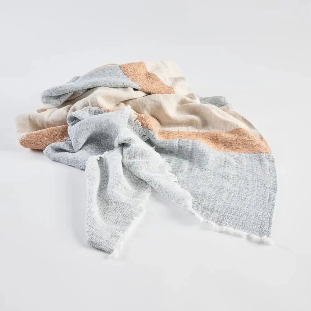 Tallows Linen Throw _ Natural/Orche/Blue Eadie Lifestyle 