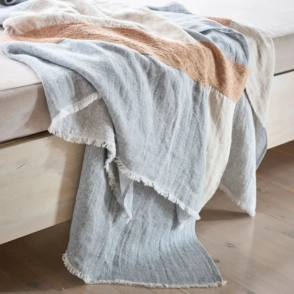 Tallows Linen Throw _ Natural/Orche/Blue Eadie Lifestyle 