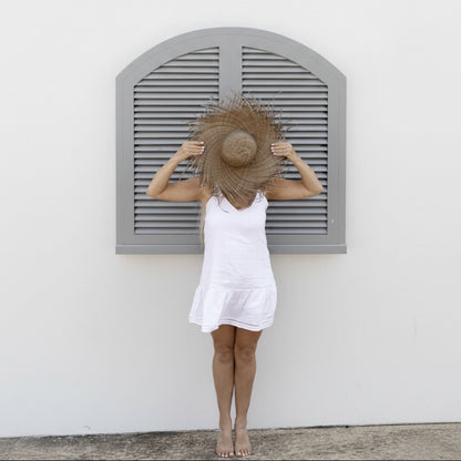 Tan Palm Leaf Sun Hat With Fringe - Sophia Sun Republic 