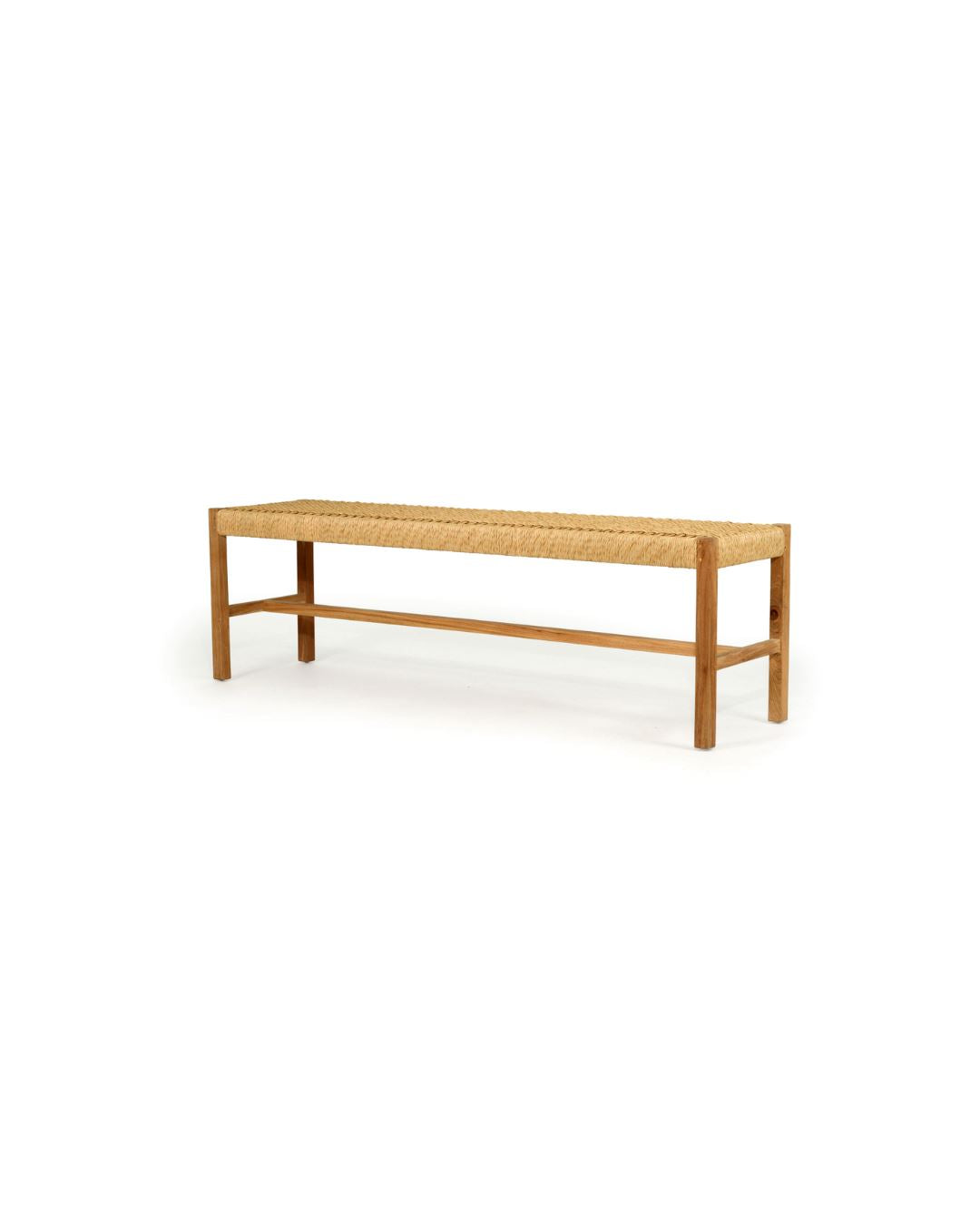 Neri Teak Coastal Style Woven Bench Seat - Sand Sun Republic 