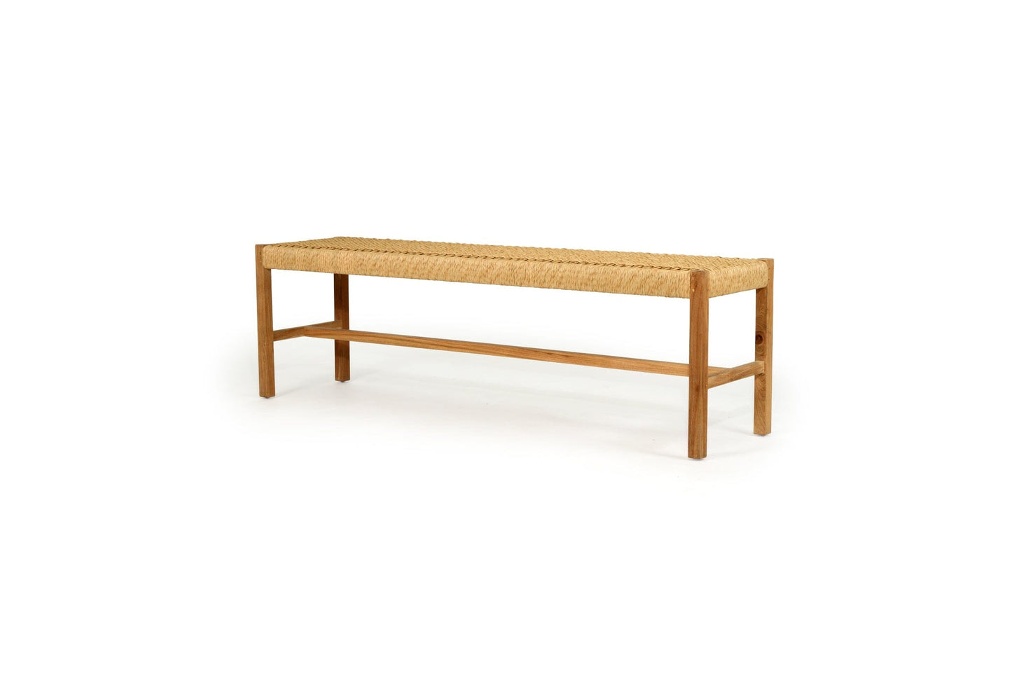 Teak Coastal Style Woven Bench Seat - Sand Sun Republic 