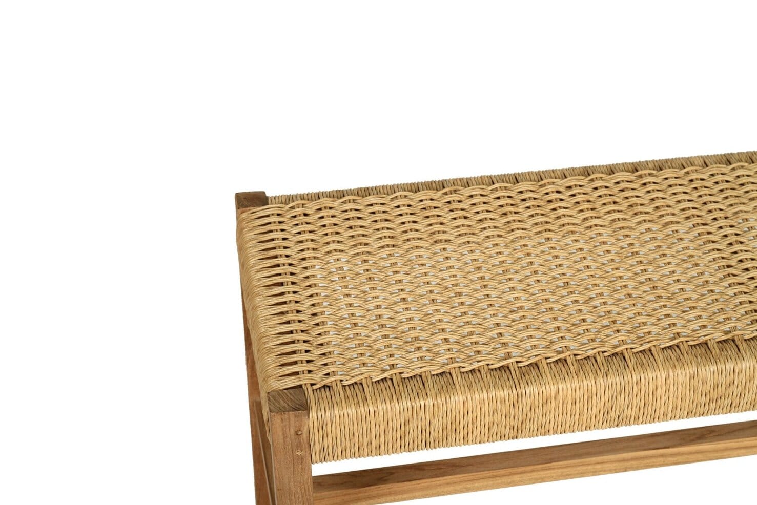 Teak Coastal Style Woven Bench Seat - Sand Sun Republic 