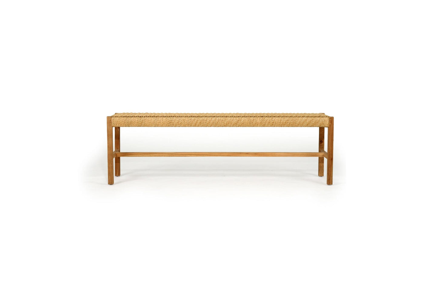 Teak Coastal Style Woven Bench Seat - Sand Sun Republic 