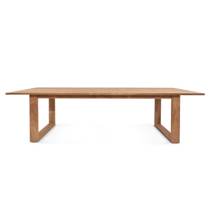 Wooden dining table on a white background