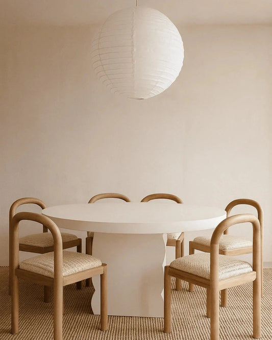 Teak & Rattan Arch Desa Dining Chair Blacksalt 