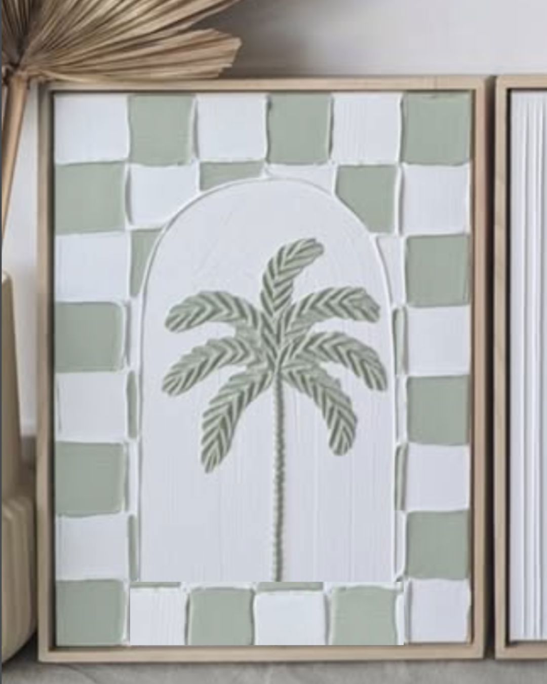 Textured Plaster Art Check Coastal Palms - Set of 2 SUN REPUBLIC 