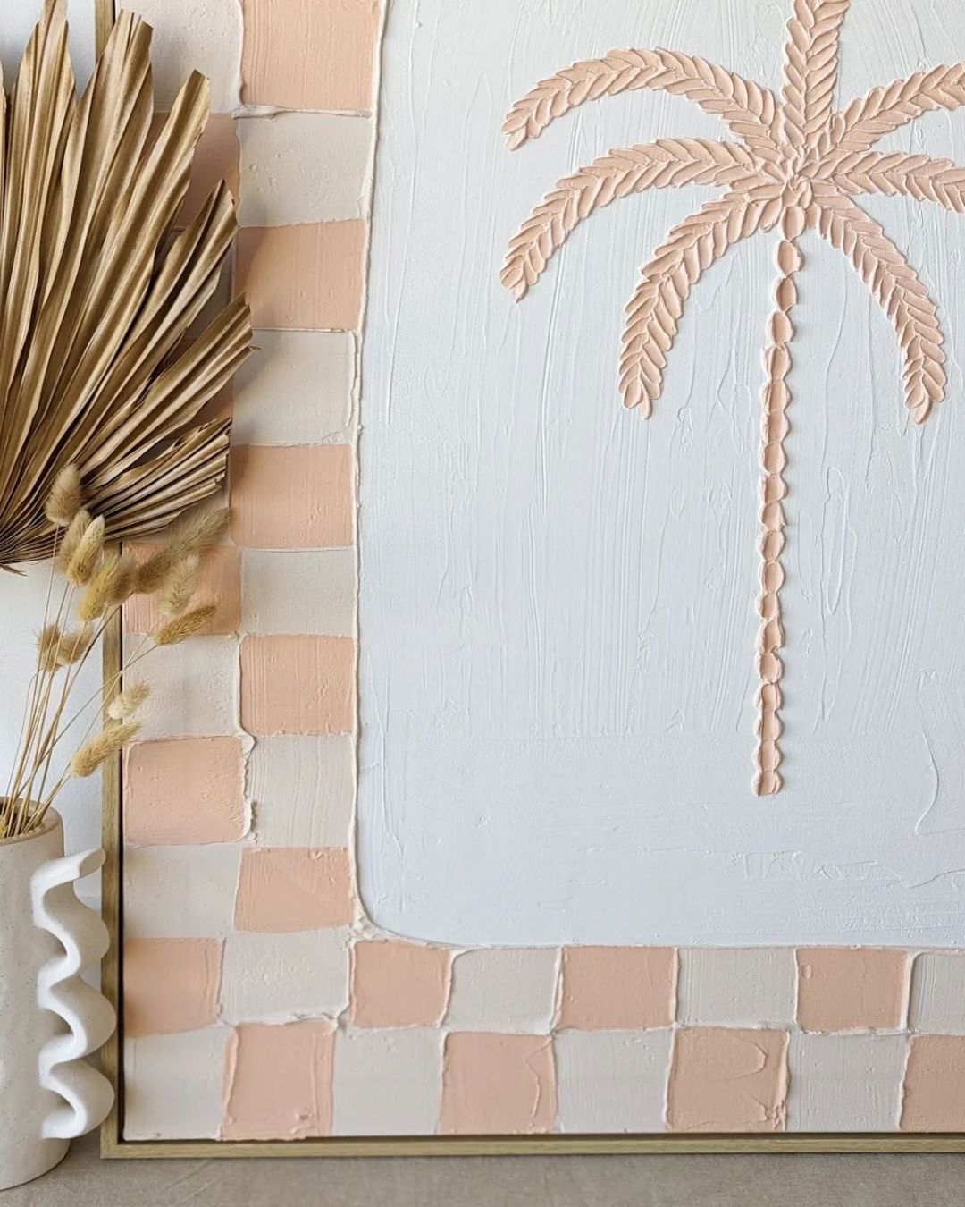 Textured Plaster Art Check Coastal Palms - Set of 2 SUN REPUBLIC 