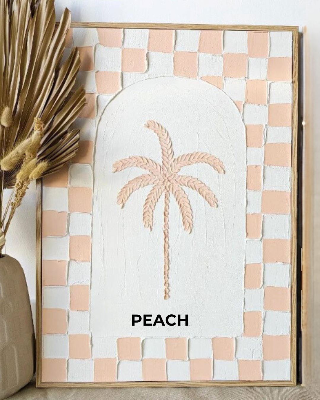 Textured Plaster Art Check Coastal Palms - Set of 2 SUN REPUBLIC 