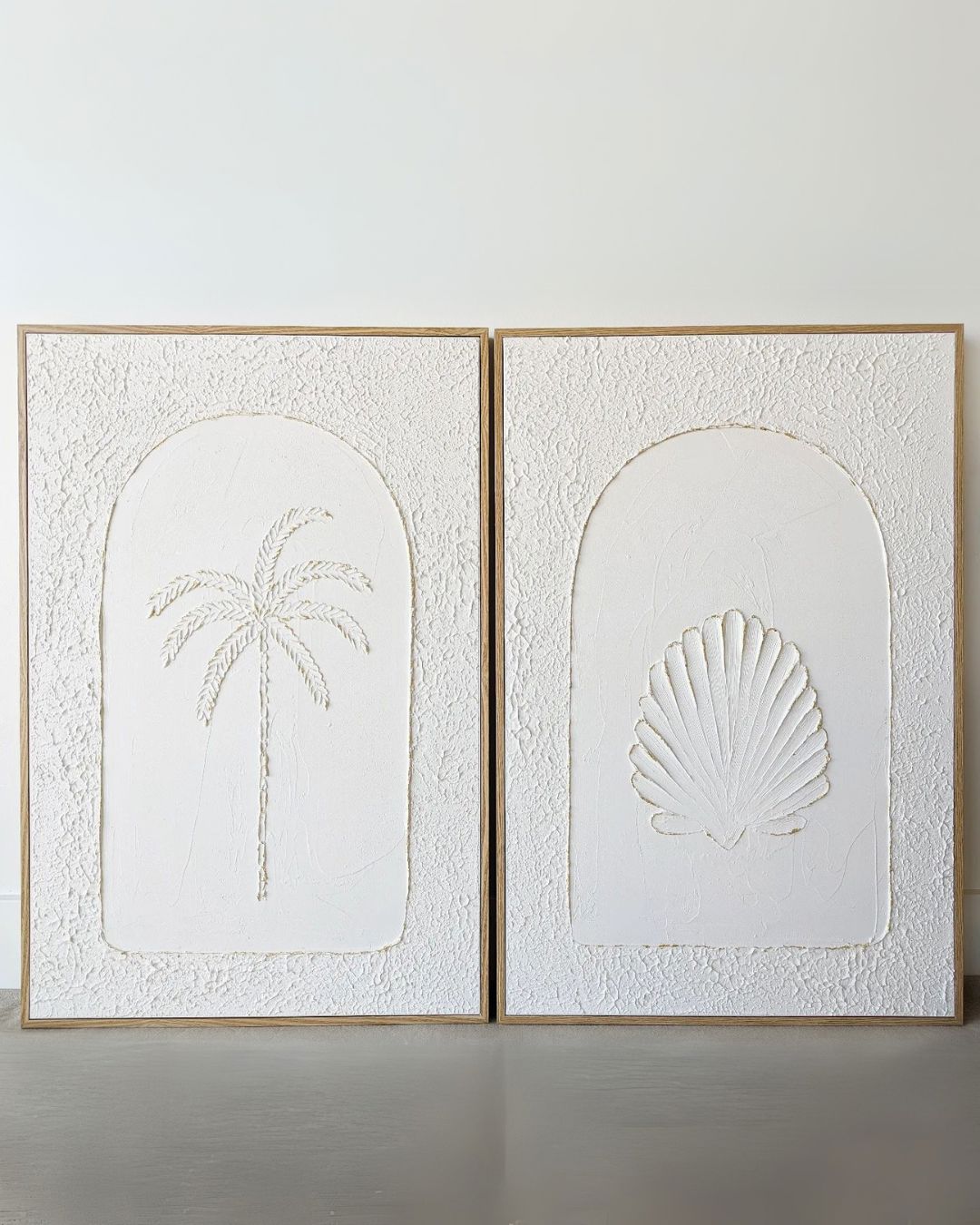 Textured Plaster Art - Clam Shell + Palm Tree - Set of 2 Sun Republic 