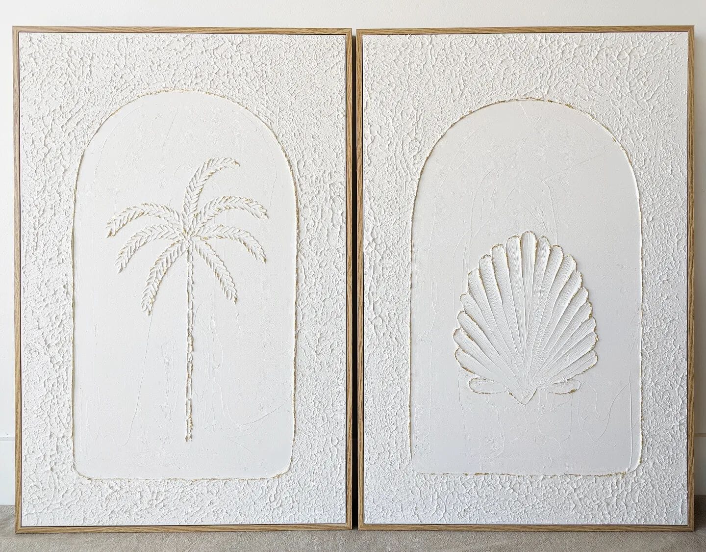 Textured Plaster Art - Clam Shell + Palm Tree - Set of 2 Sun Republic 