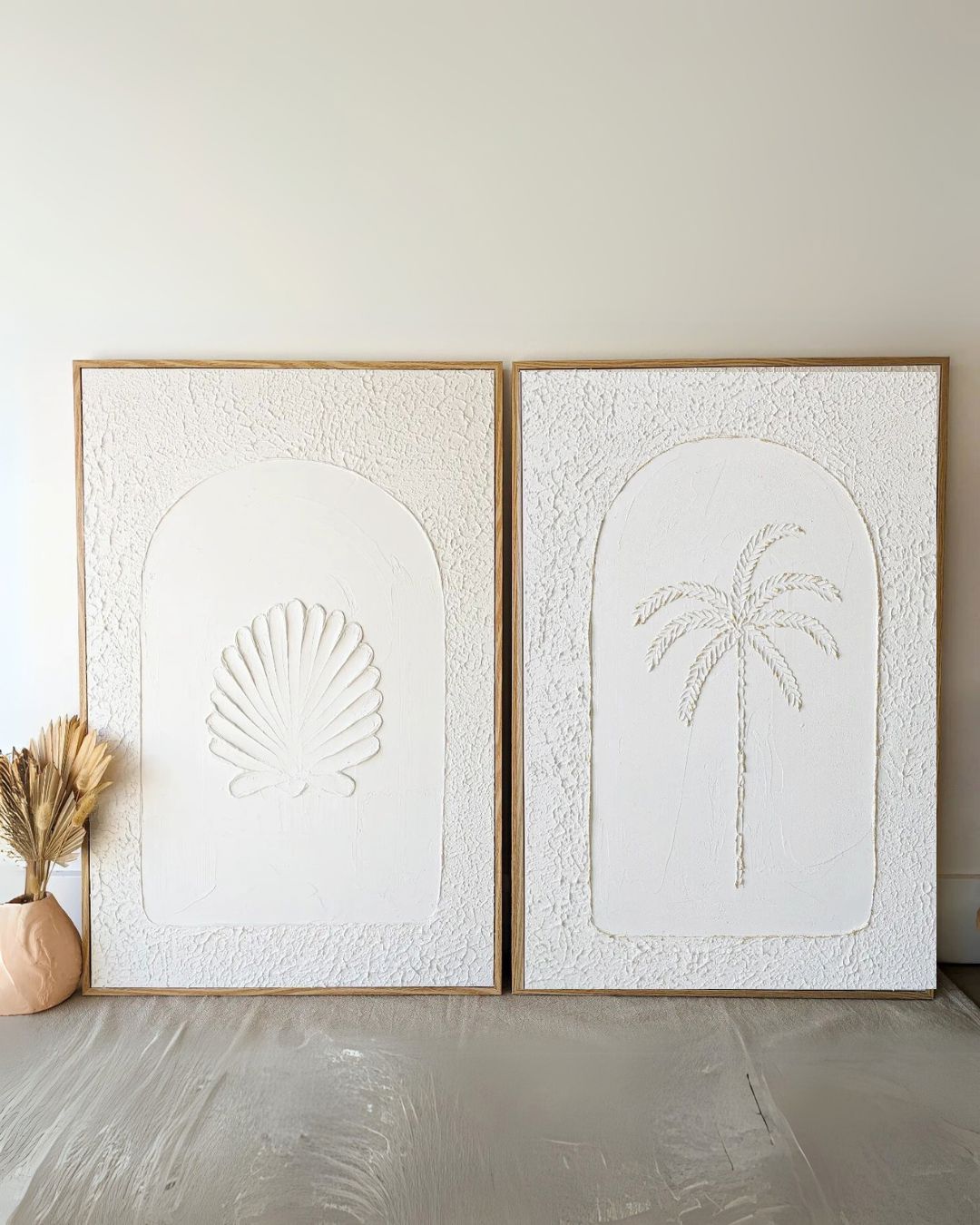 Textured Plaster Art - Clam Shell + Palm Tree - Set of 2 Sun Republic 