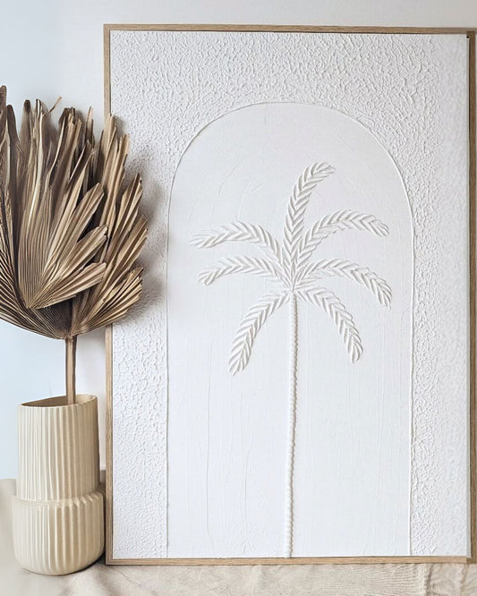 Textured Plaster Art - Coastal Palm 'Organic White' SUN REPUBLIC 