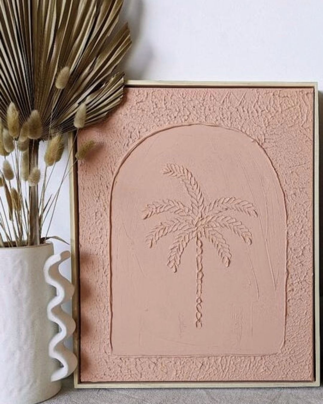 Textured Plaster Art Coastal Palm SUN REPUBLIC 