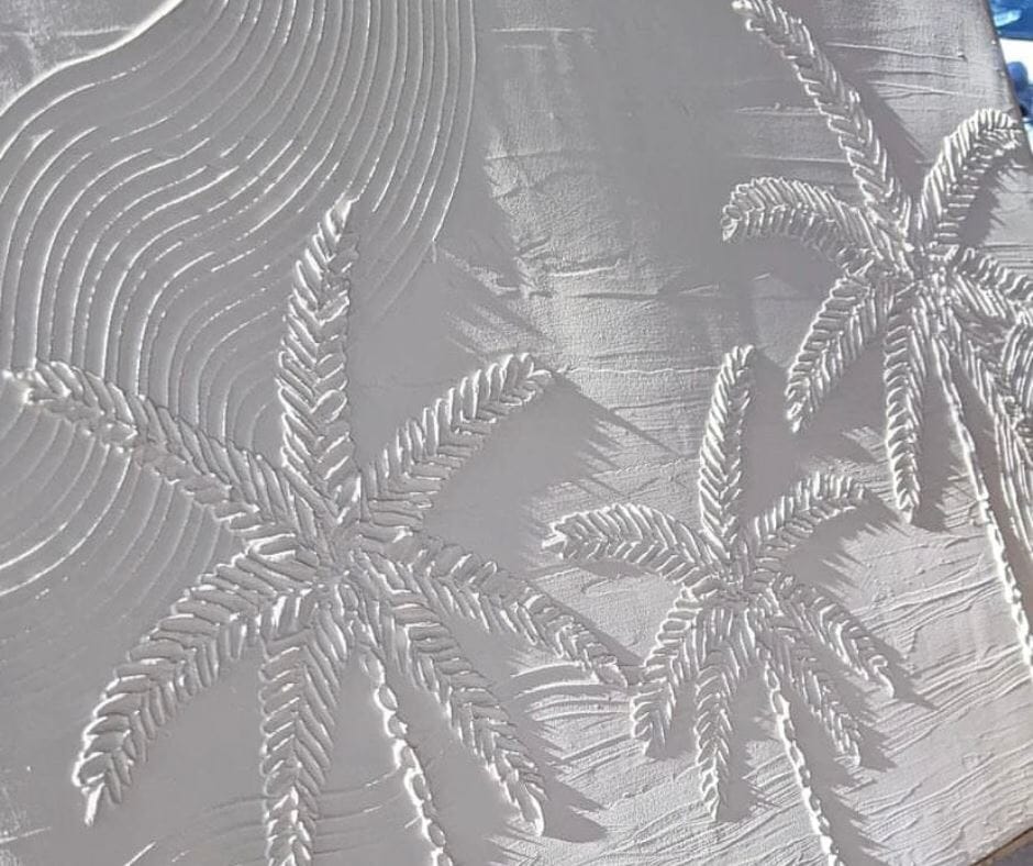 Textured Plaster Art - Island Escape Coloured Palms Sun Republic 