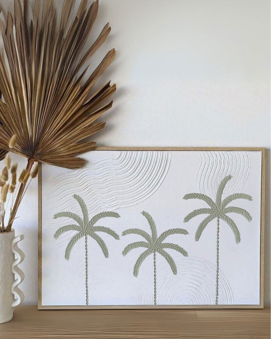 Textured Plaster Art - Island Escape Coloured Trio Palms Sun Republic 