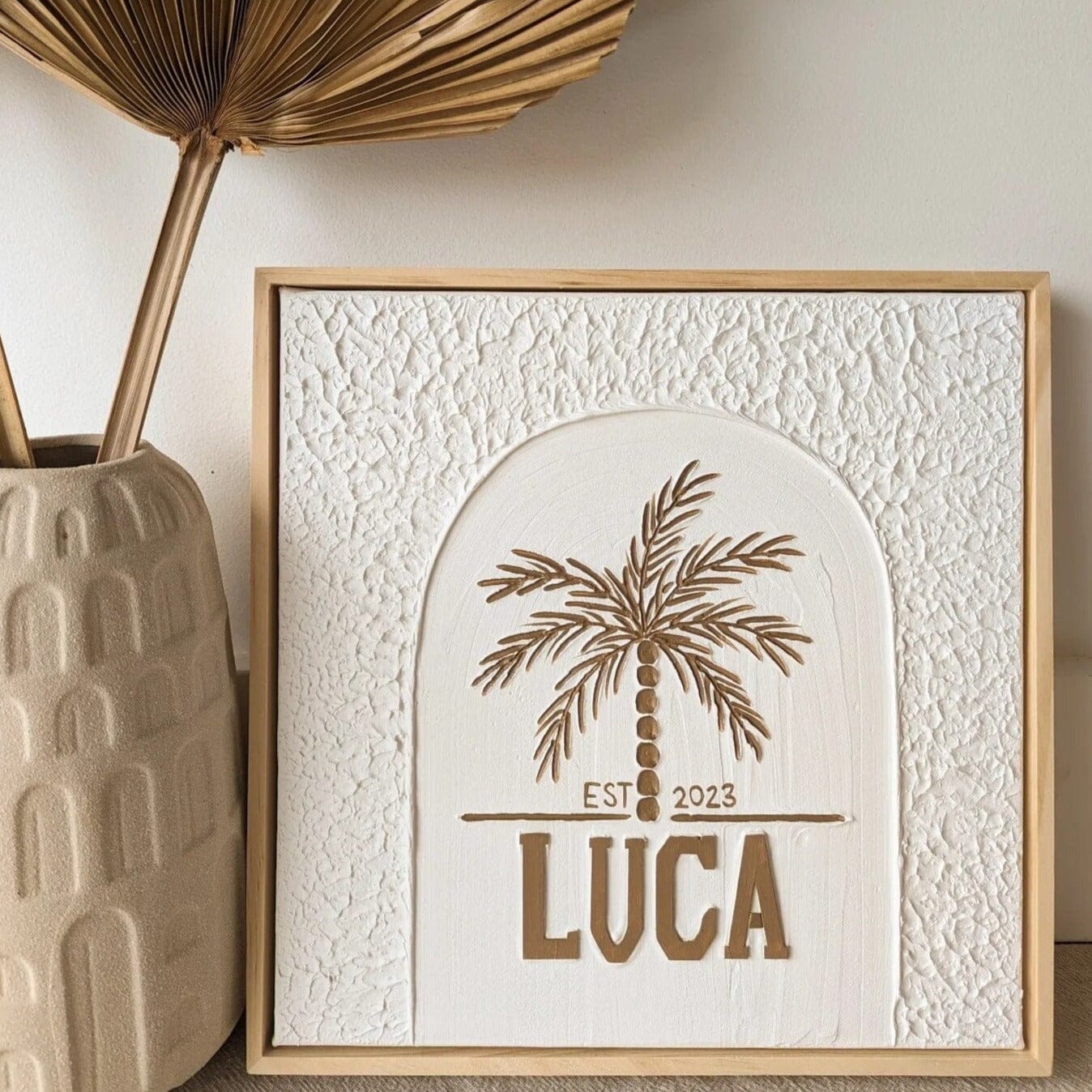 Textured Plaster Art Personalized Palm Paradise SUN REPUBLIC 