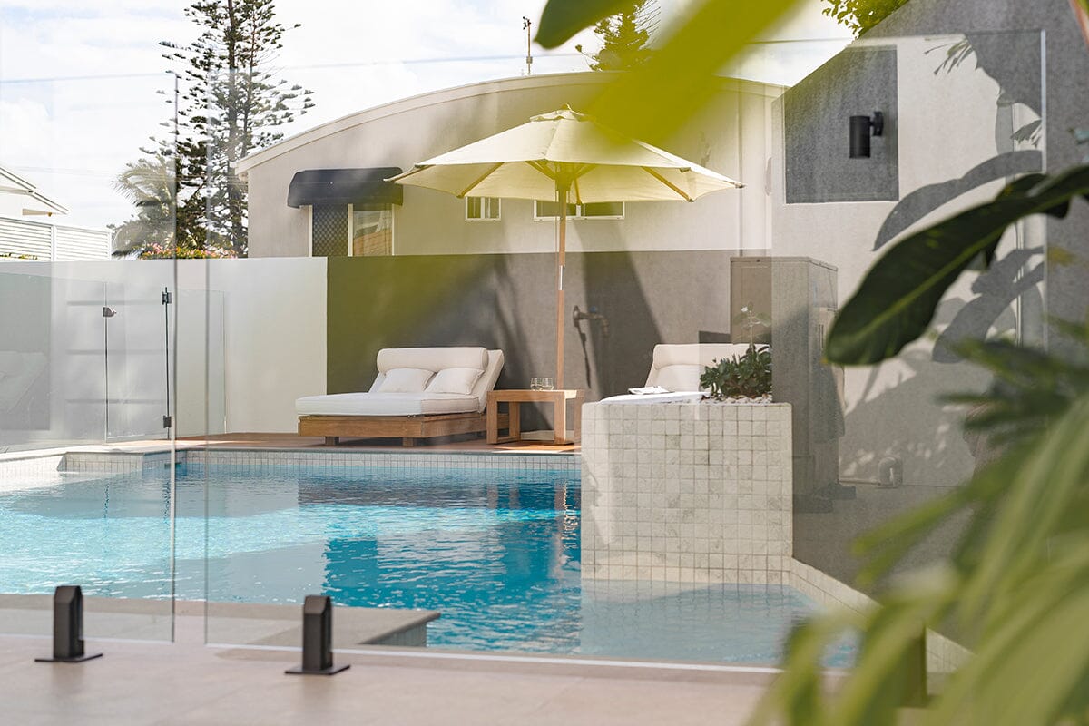 Tulum Outdoor Umbrella - White & Teak Sun Republic 