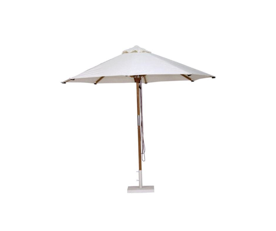 Tulum Outdoor Umbrella With Base - White & Teak Sun Republic 