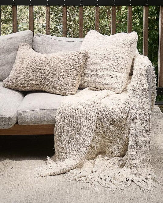 Wabi Linen Throw Ivory - 100% Recycled Linen Hand-Spun Sun Republic 