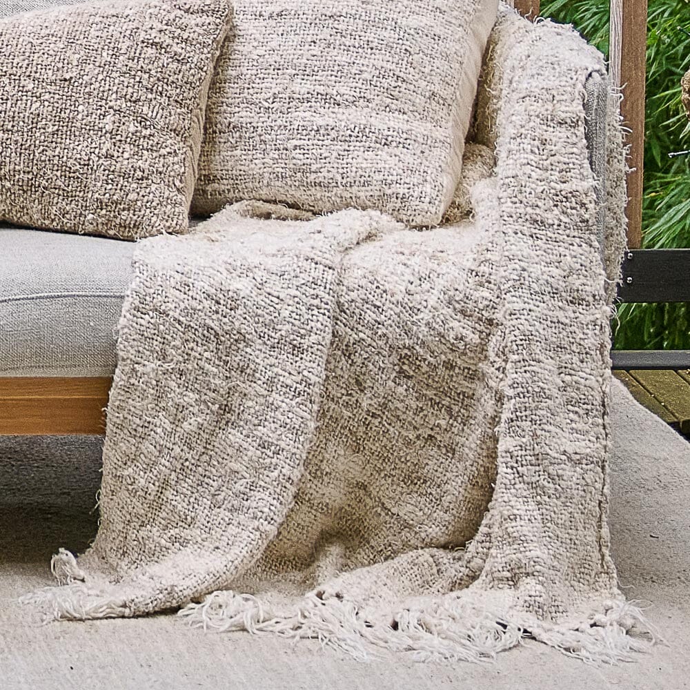Wabi Linen Throw Ivory - 100% Recycled Linen Hand-Spun Sun Republic 