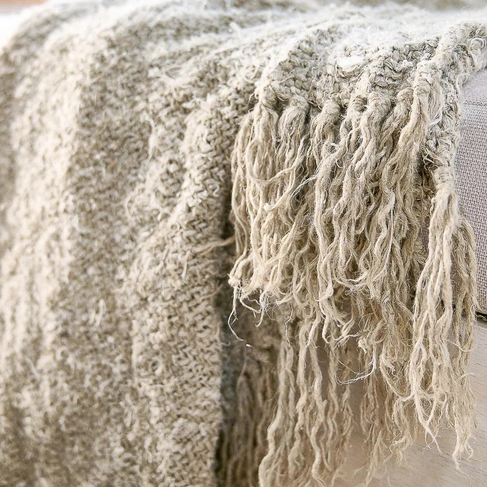 Wabi Linen Throw Natural - 100% Recycled Linen Hand-Spun Sun Republic 