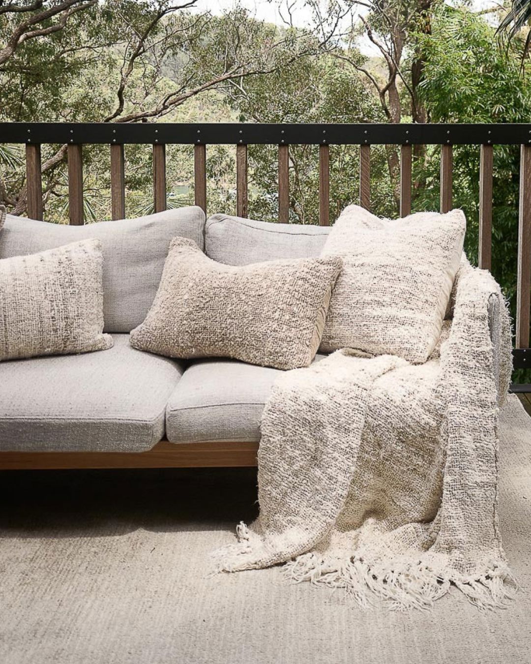 Wabi Textured Weave Cushion with Feather Insert - Ivory | Square & Lumbar Sun Republic 