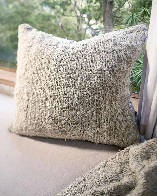 Wabi Textured Weave Cushion with Feather Insert - Ivory | Square & Lumbar Sun Republic 