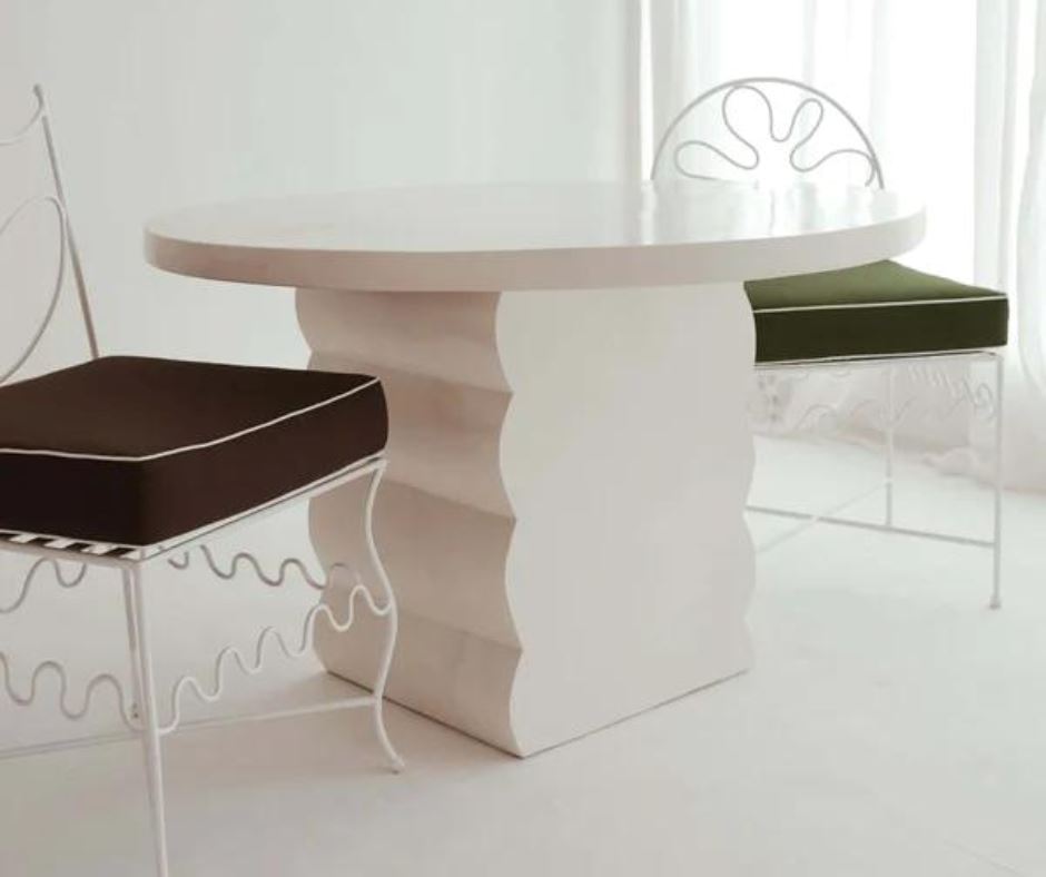 Wave White Concrete Mediterranean Style Dining Table Blacksalt 