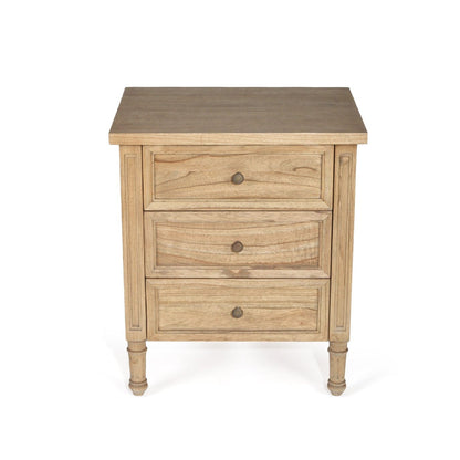 Weathered Oak Cayman Coastal 3 Drawer Bedside Table Sun Republic 