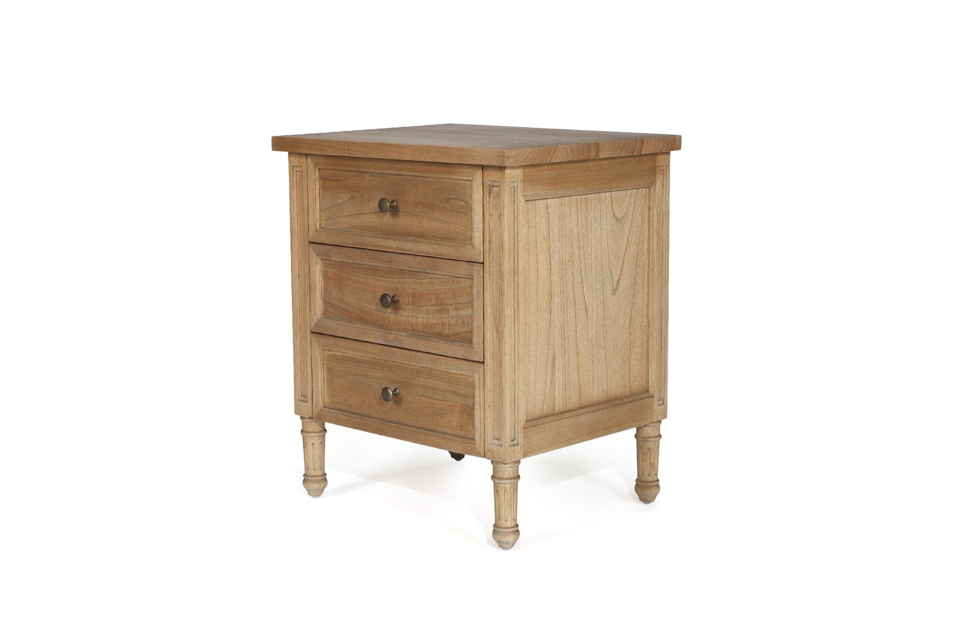 Weathered Oak Cayman Coastal 3 Drawer Bedside Table Sun Republic 