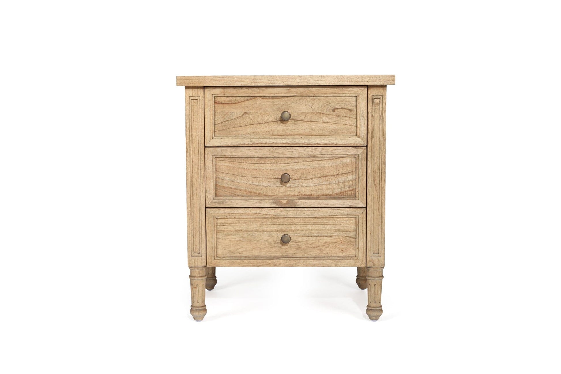 Weathered Oak Cayman Coastal 3 Drawer Bedside Table Sun Republic 