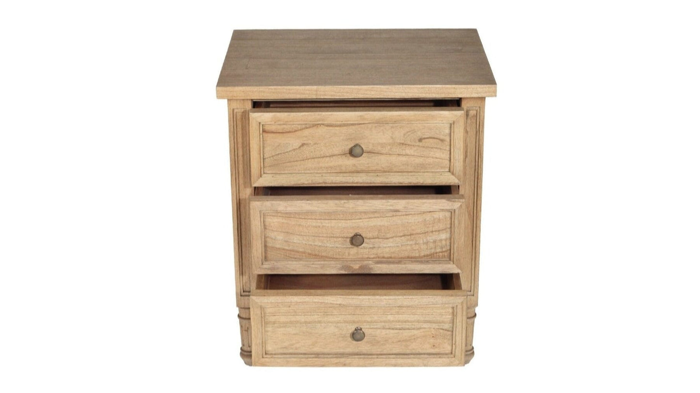 Weathered Oak Cayman Coastal 3 Drawer Bedside Table Sun Republic 